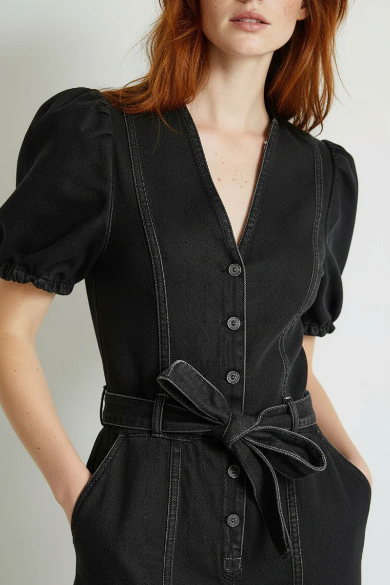 BOWIE ROMPER BLACK DENIM