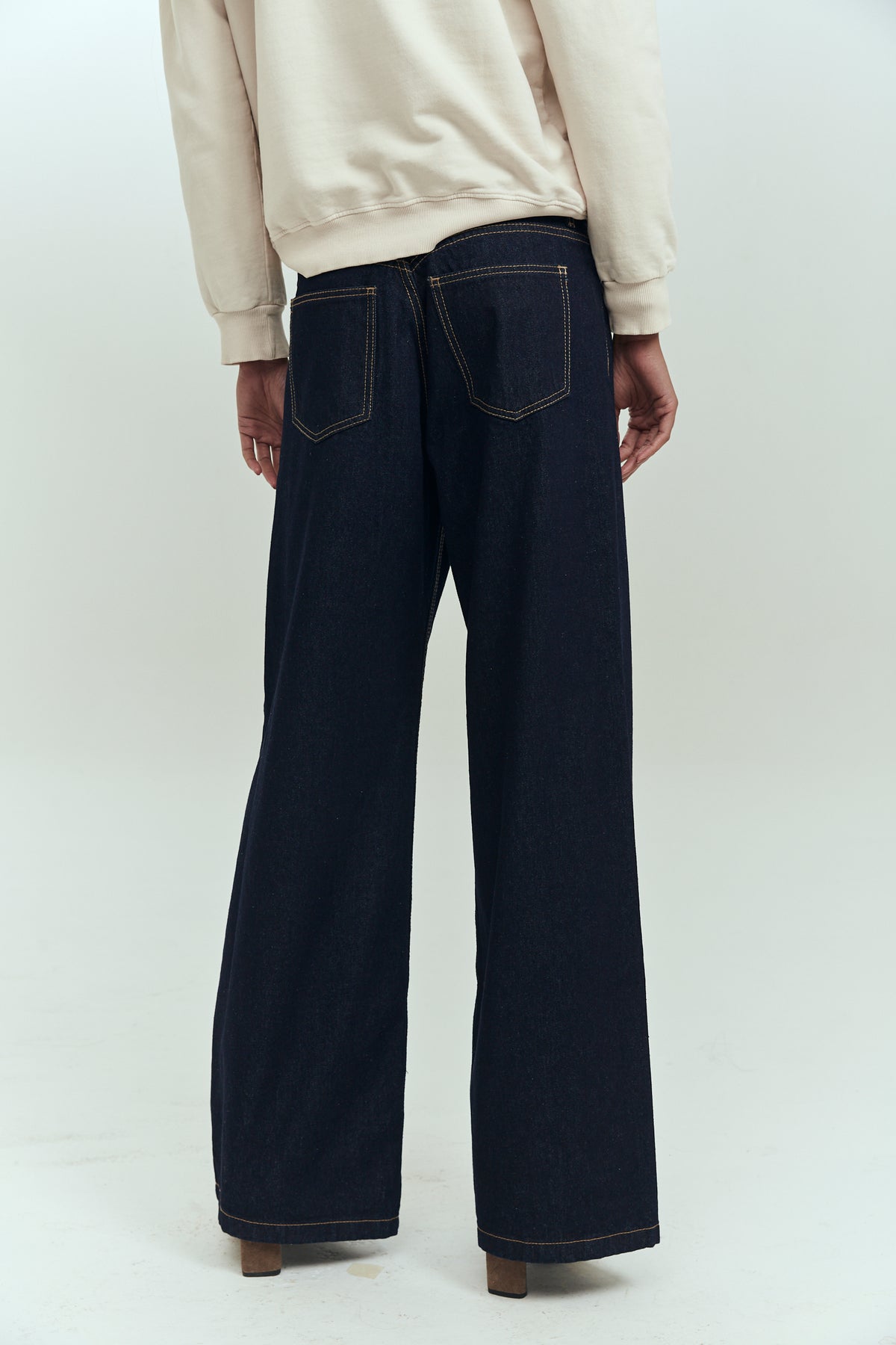 Jeans wide leg mujer azul raw tiro medio Brick London
