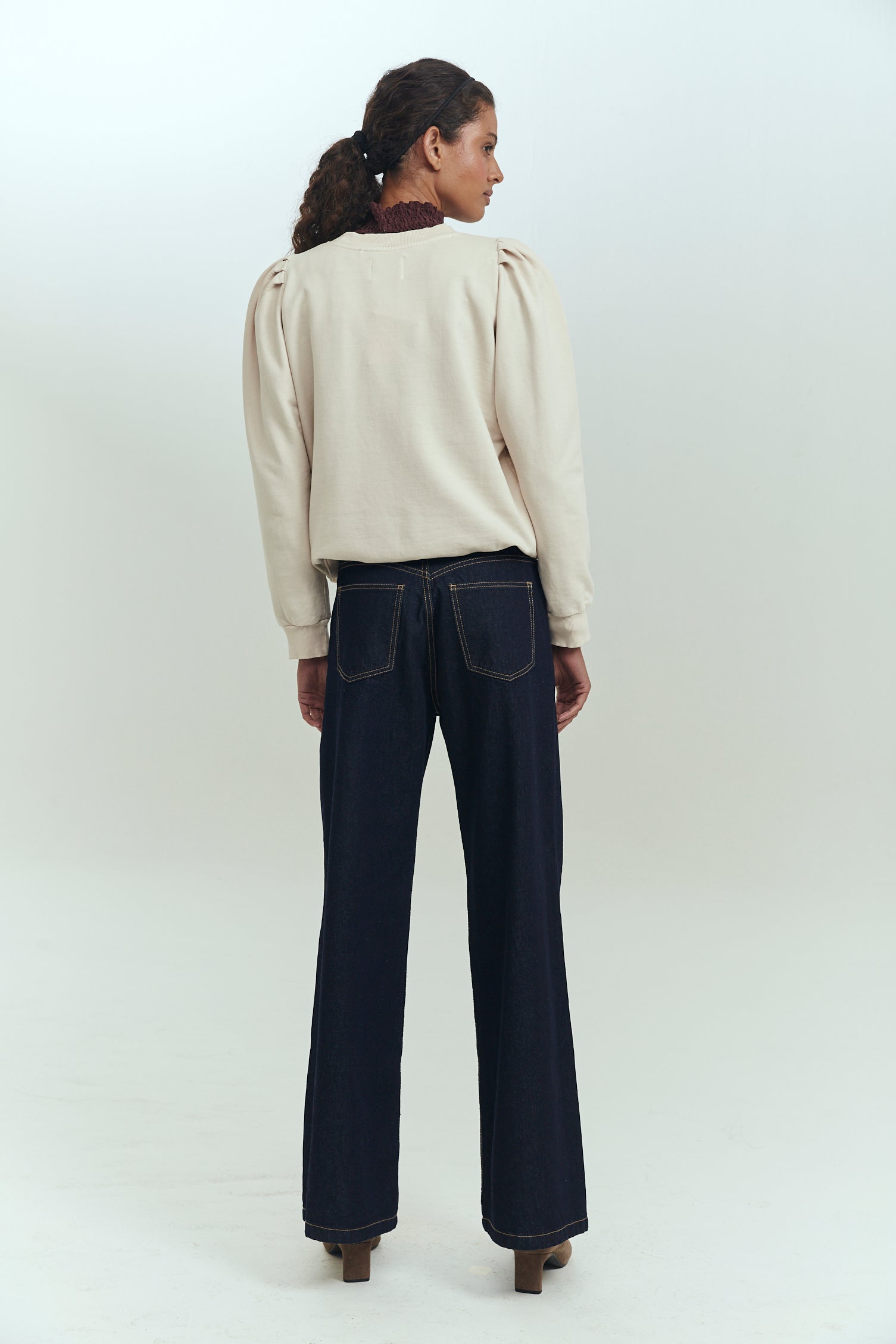 Jeans wide leg mujer azul raw tiro medio Brick London