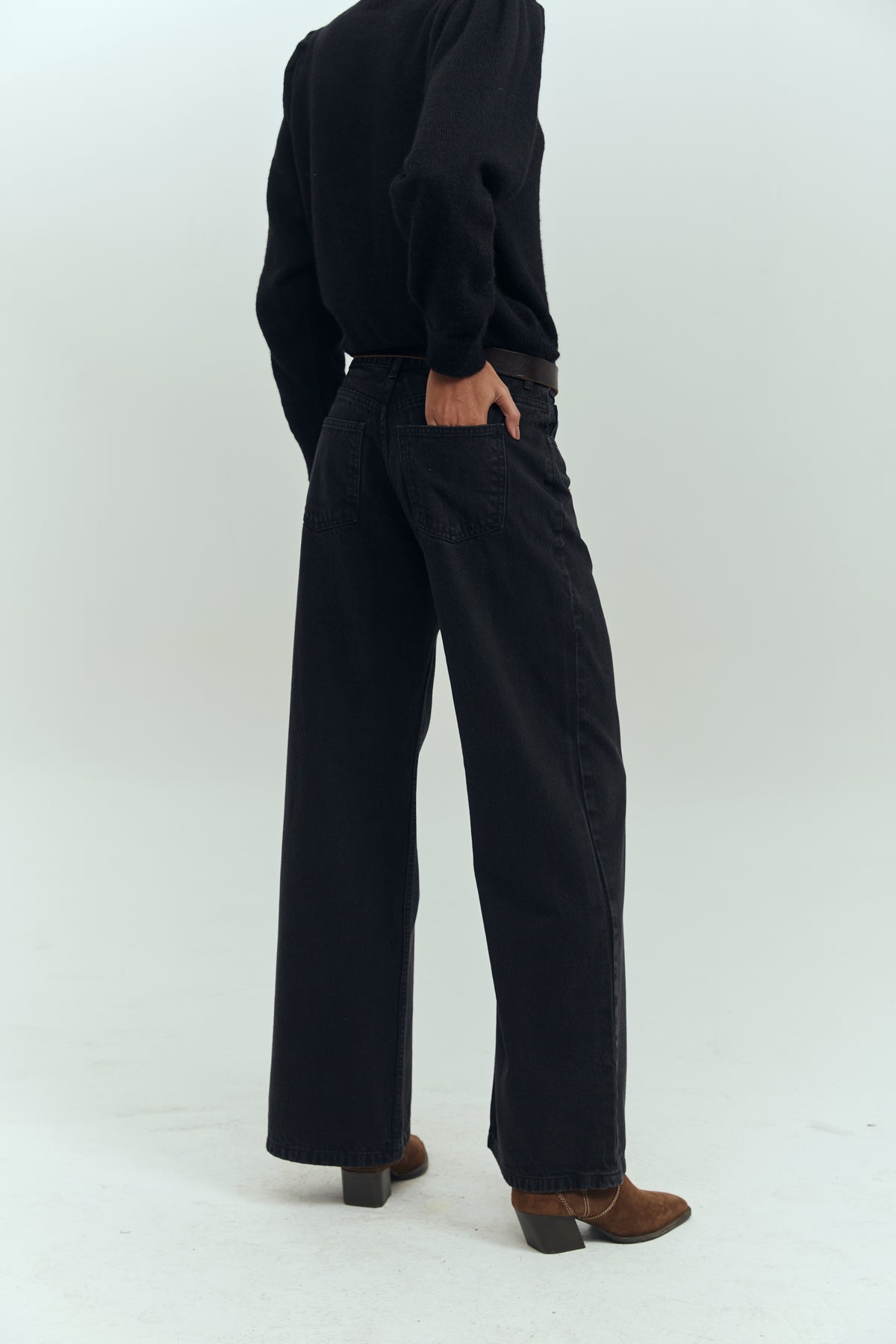 Jeans wide leg mujer negro tiro medio Brick London Chile