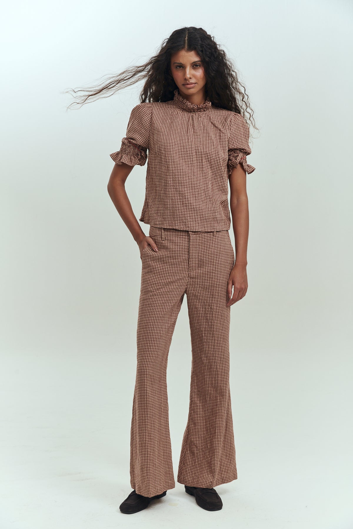 DUA LIPA BLOUSE CHECK