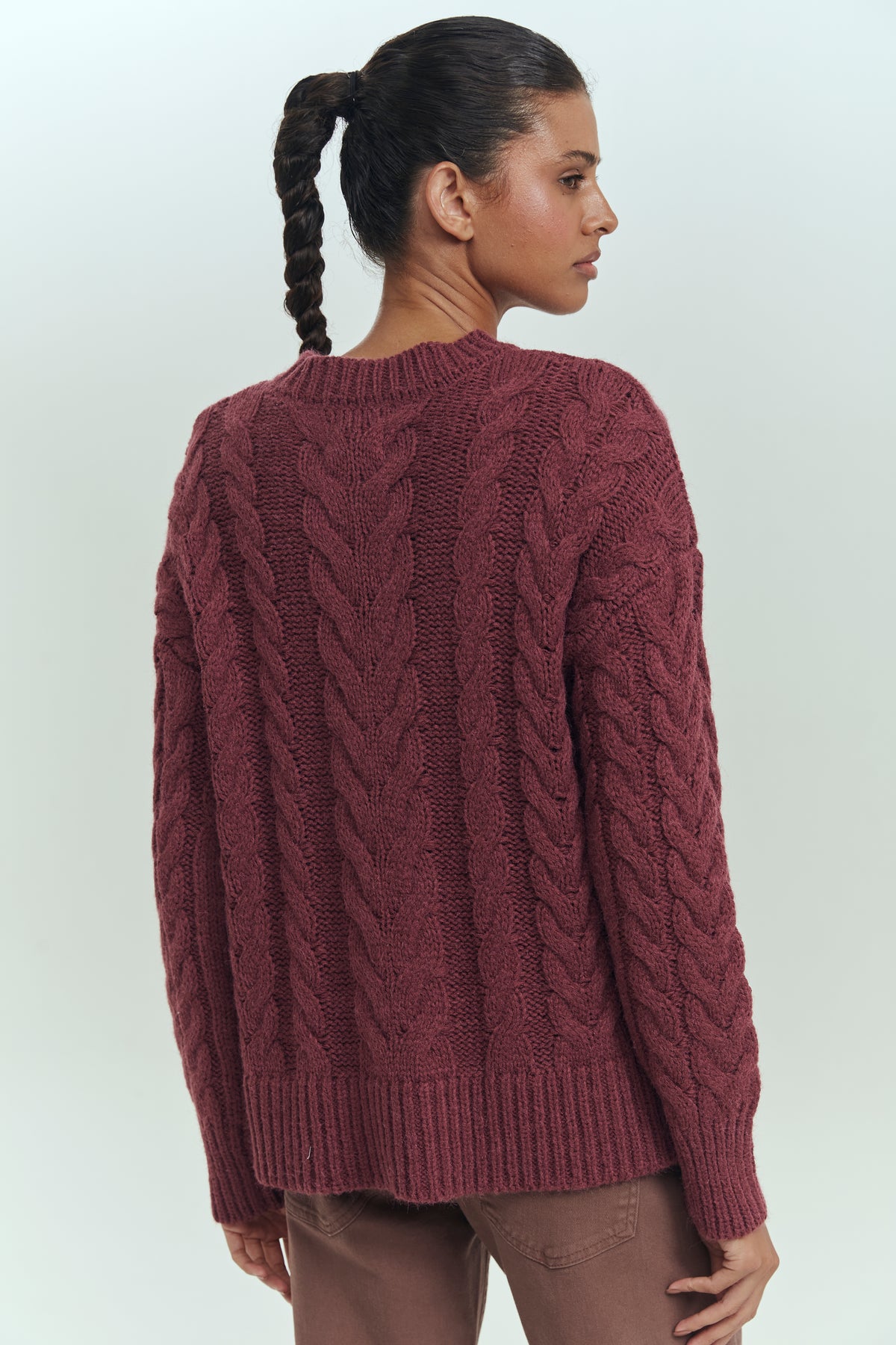 Sweater trenzas mujer mostacillas tejido grueso Brick London