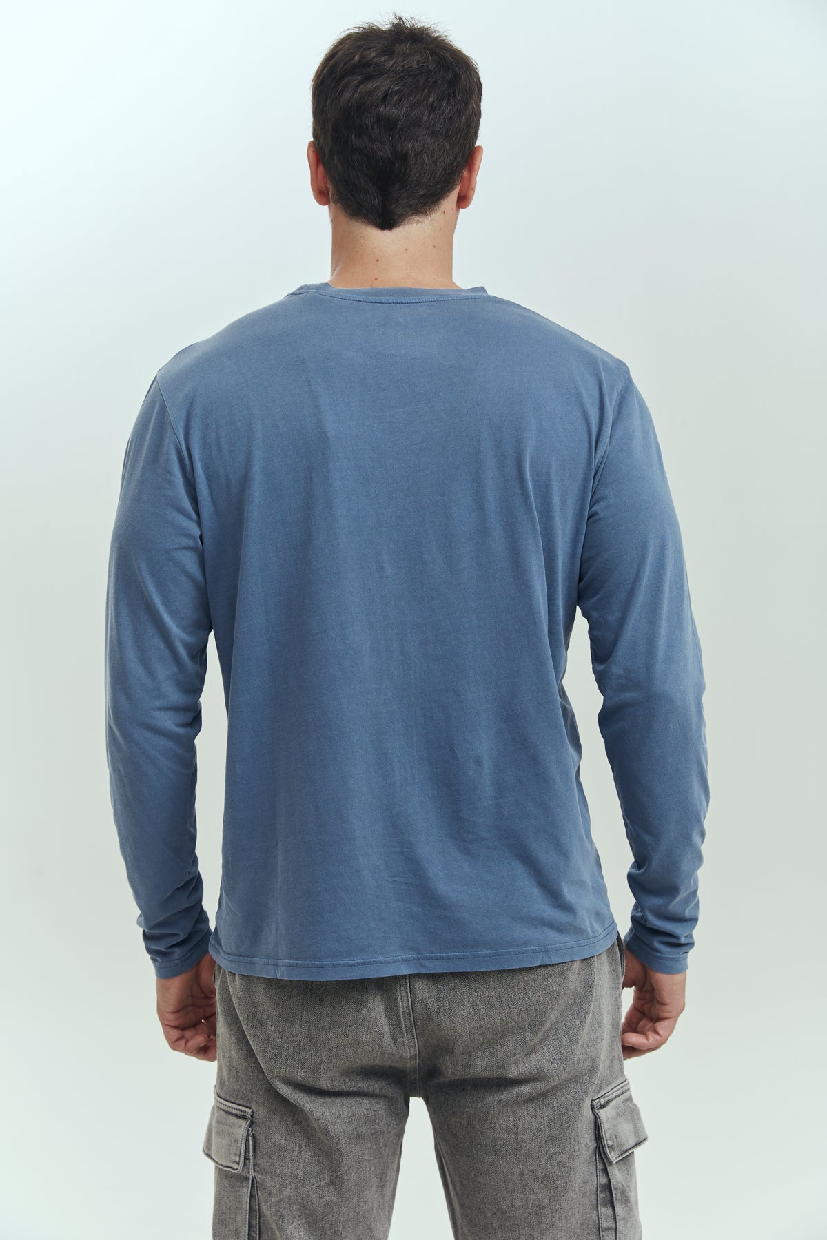 Polera manga larga hombre azul algodón Brick London Chile