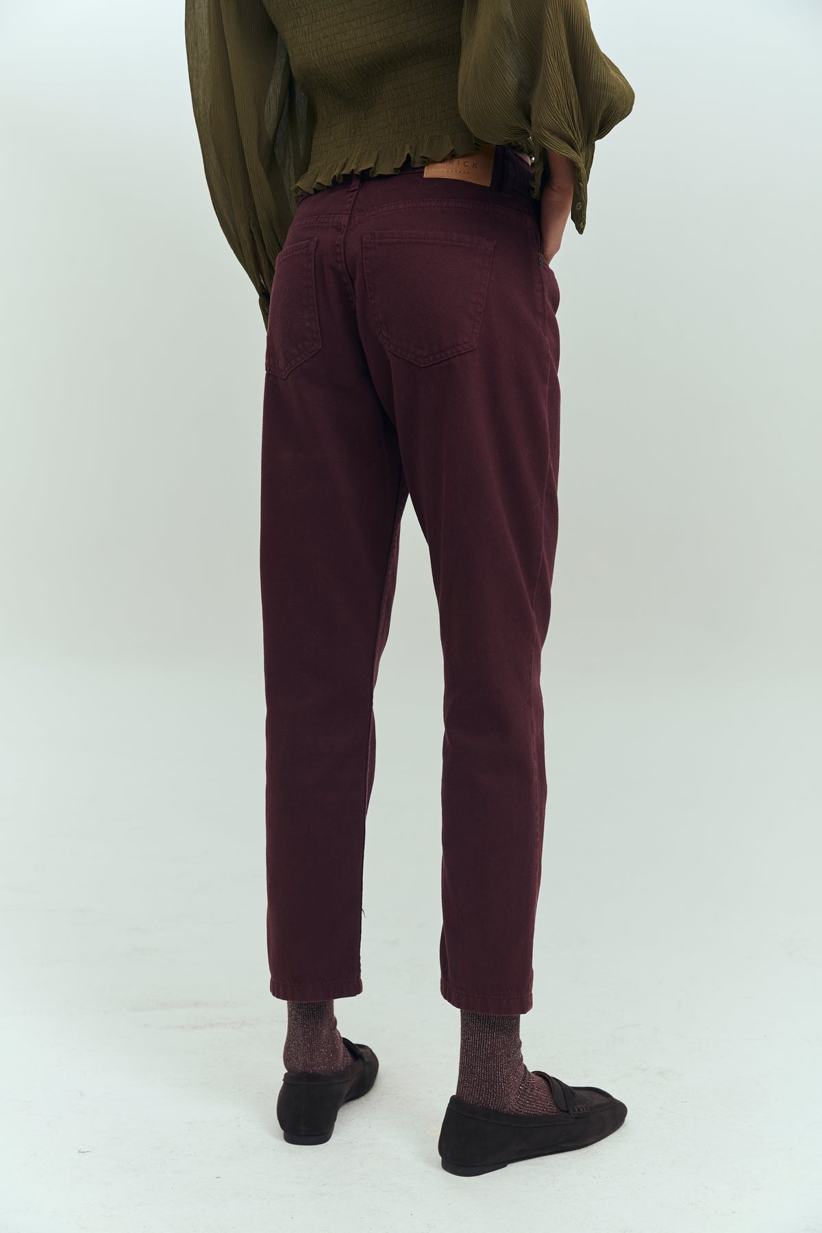 Jeans wide leg tiro alto mujer burdeo Brick London Chile