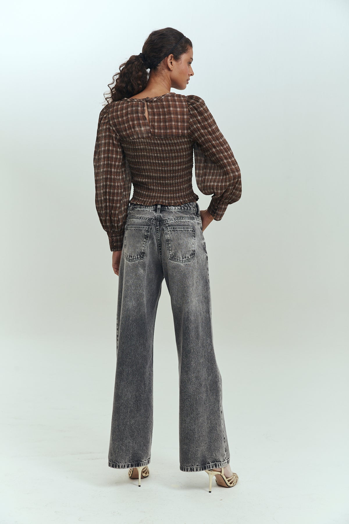 Jeans wide leg mujer gris tiro medio Brick London Chile