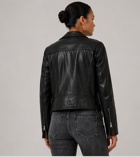 Chaqueta cuero mujer biker negra atemporal Brick London Chile