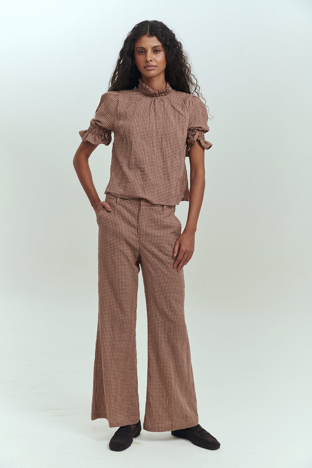 DUA LIPA BLOUSE CHECK