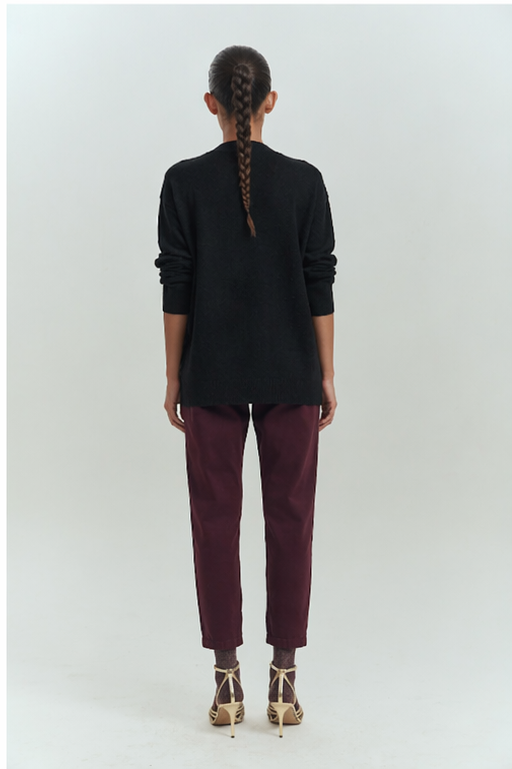Cárdigan alpaca mujer negro cuello V bolsillos hombros caídos Brick London