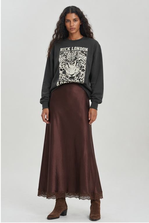 Polerón mujer gris estampado tigre cuello redondo Brick London
