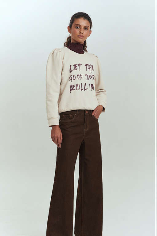 Jeans wide leg mujer café tiro medio Brick London Chile